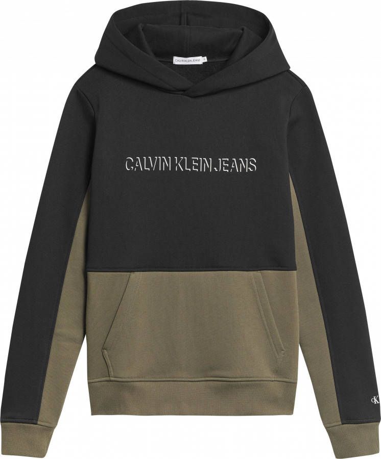 Calvin klein JEANS hoodie Boys Pullovers & Sweats met logo zwart/olijfgroen