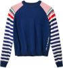 Desigual gebreide trui met glitters donkerblauw/wit/oranje online kopen
