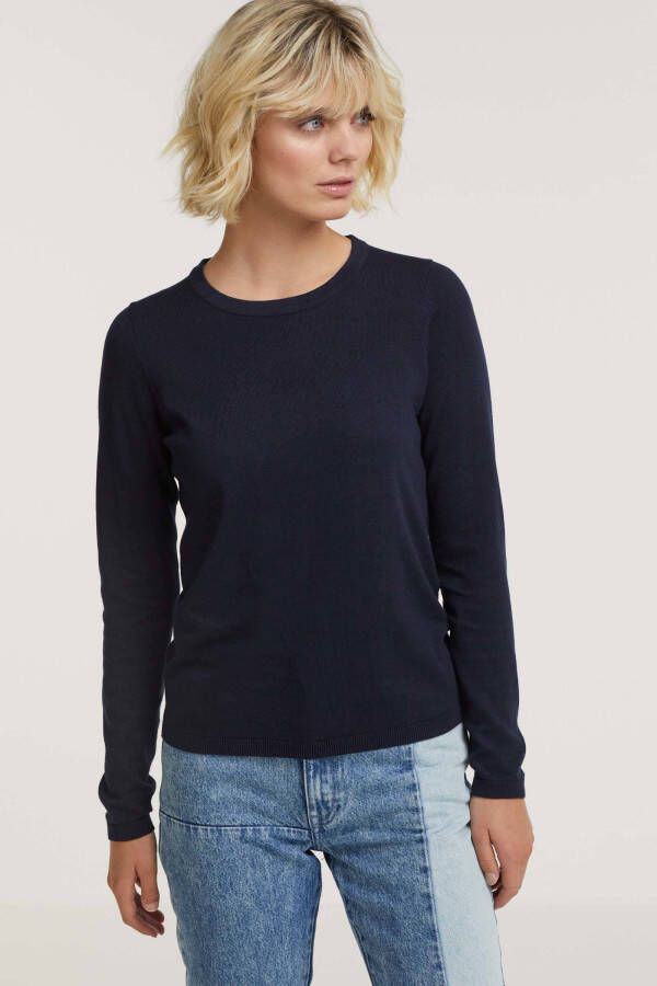 ESPRIT edc Women fijngebreide trui met biologisch katoen donkerblauw