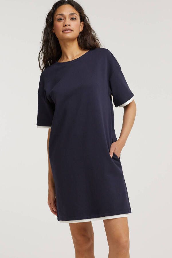 ESPRIT edc Women T shirtjurk van biologisch katoen donkerblauw