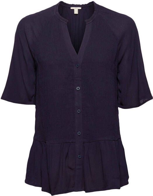 ESPRIT edc Women top met volant donkerblauw