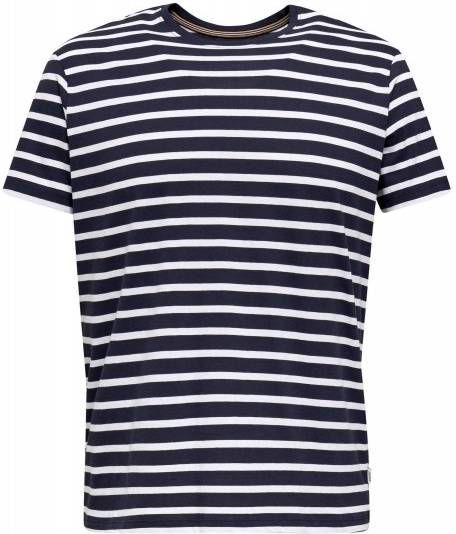 ESPRIT Men Casual gestreept T shirt marine/wit
