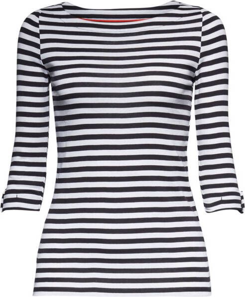 ESPRIT Women Casual gestreepte longsleeve van biologisch katoen blauw/wit