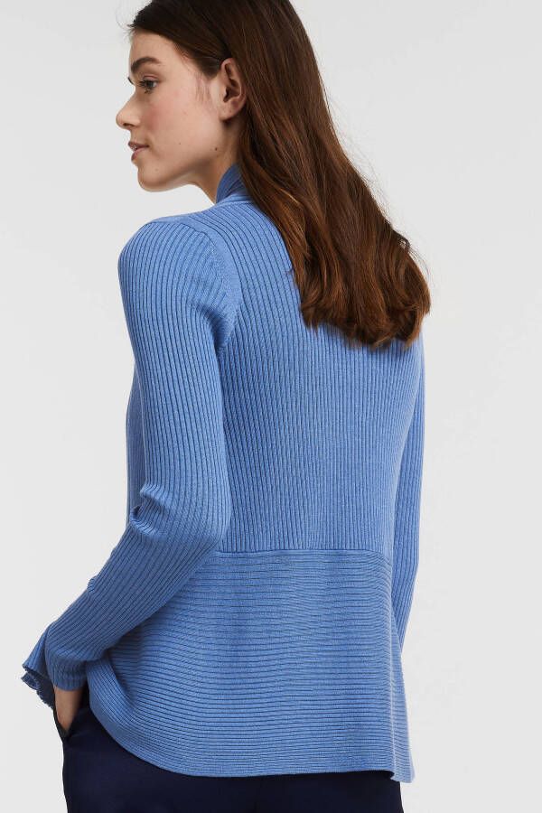 ESPRIT Women Casual ribgebreid vest van gerecycled polyester blauw