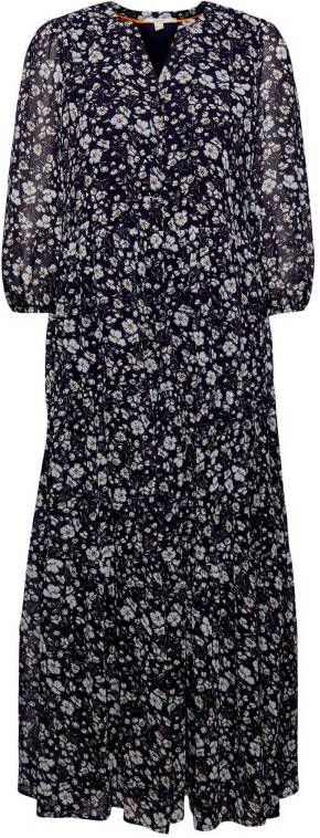ESPRIT Women Casual semi transparante maxi jurk van gerecycled polyester donkerblauw