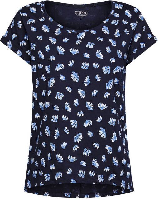 ESPRIT Women Casual T shirt van biologisch katoen donkerblauw