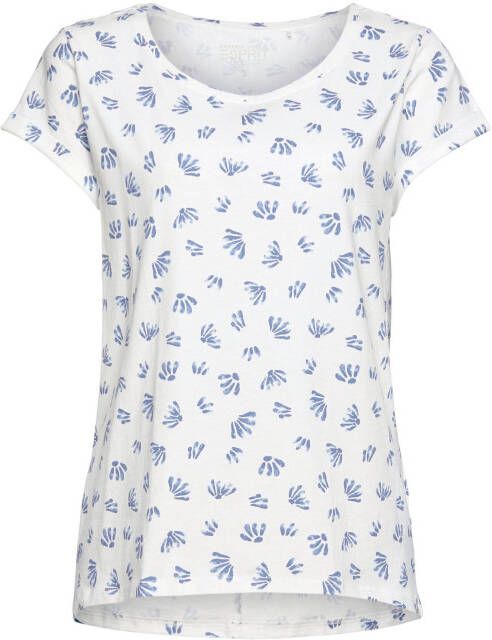 ESPRIT Women Casual T shirt van biologisch katoen wit/blauw