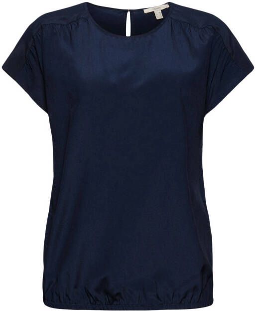 ESPRIT Women Casual top met plooien donkerblauw