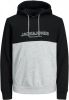 JACK & JONES ESSENTIALS hoodie JJEURBAN met logo zwart/grijs melange online kopen