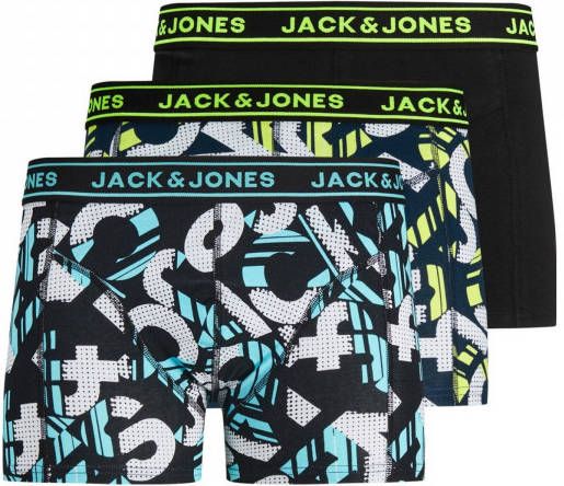 JACK & JONES JUNIOR boxershort JACLOGO set van 3 zwart/geel/turquoise