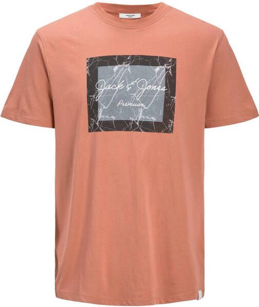 JACK & JONES PREMIUM oversized T shirt JPRSTONE met logo cedar wood