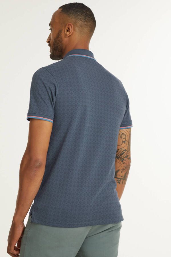 JACK & JONES PREMIUM slim fit polo JPRPAULOS met all over print mood indigo.