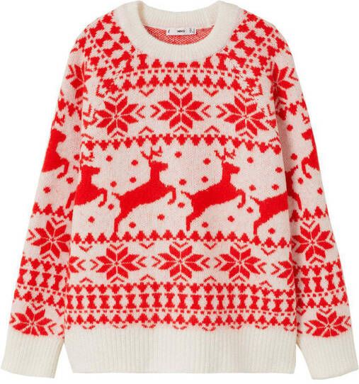 Mango Rudolph grofgebreide trui met ingebreid patroon