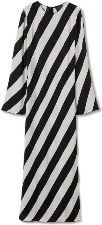 Mango gestreepte satijnen maxi jurk zwart/wit