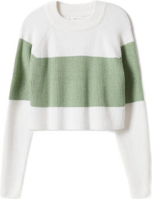 Mango Tulipan grofgebreide cropped trui in katoenblend