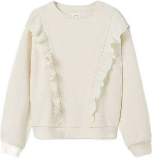 Mango Kids sweater met ruches naturel wit