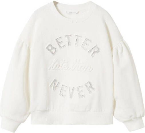 Mango Kids Katoenen sweatshirt met boodschap in reliëf
