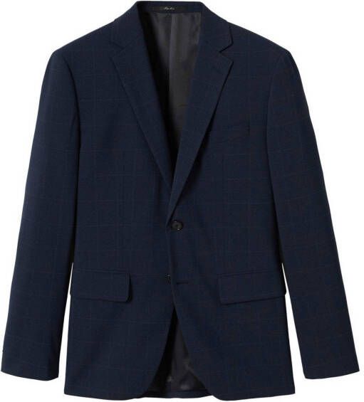 Mango Man geruit slim fit colbert van gerecycled polyester marine