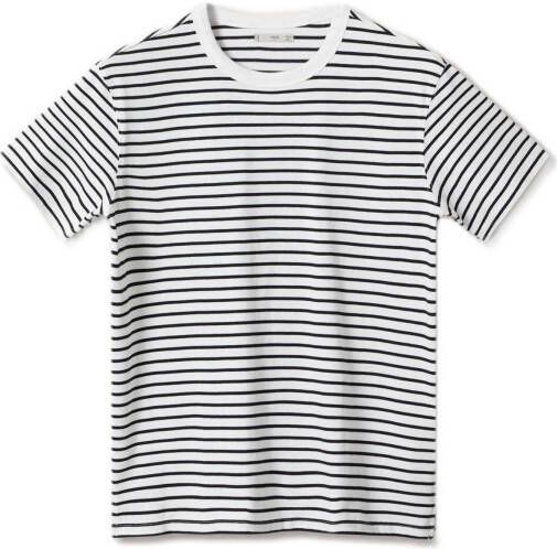 Mango Man gestreept T shirt naturel wit