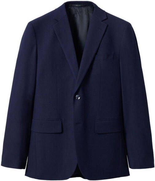 Mango Man slim fit colbert van gerecycled polyester middenblauw