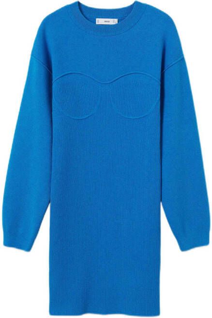 Mango Gabi fijngebreide mini trui jurk met ribstructuur