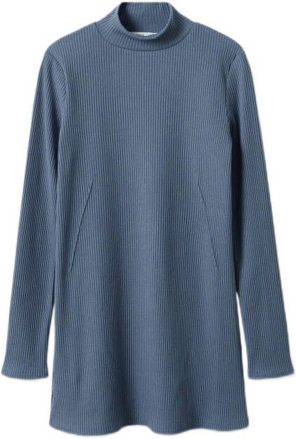 Mango Mirta ribgebreide top met opstaande kraag