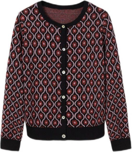 Mango vest met all over print zwart/rood