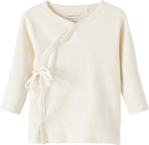 NAME IT BABY newborn baby ribgebreide longsleeve NBNUTTON wit