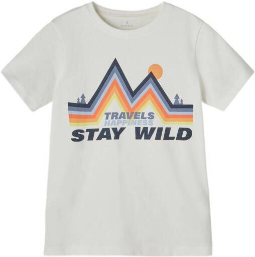 NAME IT KIDS T shirt NKMDENKELO met printopdruk wit
