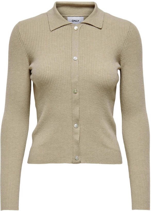 ONLY ribgebreide trui ONLHAZEL van gerecycled polyester lichtbruin