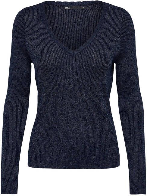 ONLY trui ONLMAGGI met glitters donkerblauw