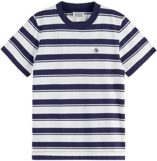 Scotch & Soda gestreept T shirt van biologisch katoen wit/donkerblauw