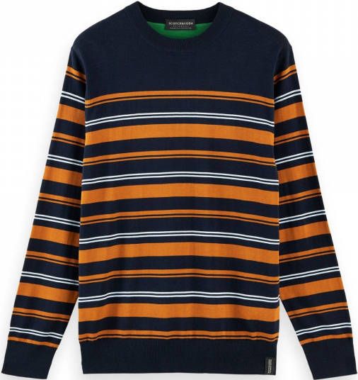 Scotch & Soda Gestreepte sweater met ronde hals van katoen
