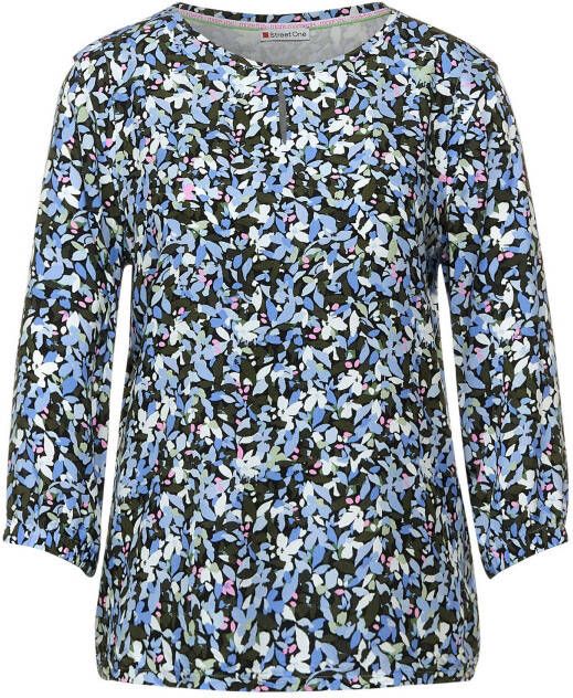 Street One top met all over print en open detail zwart/blauw/groen/roze