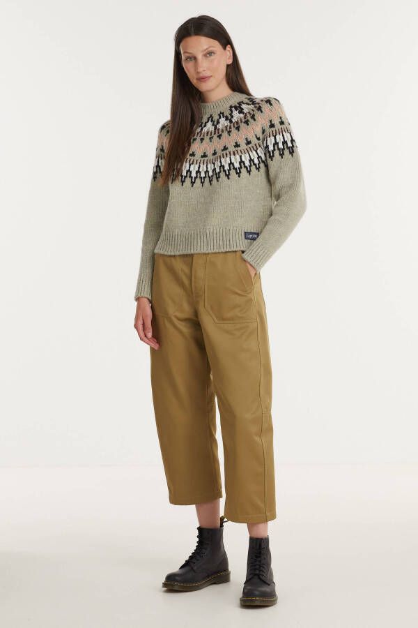 Superdry gebreide trui met all over print beige/zwart/lichtroze/wit/bruin