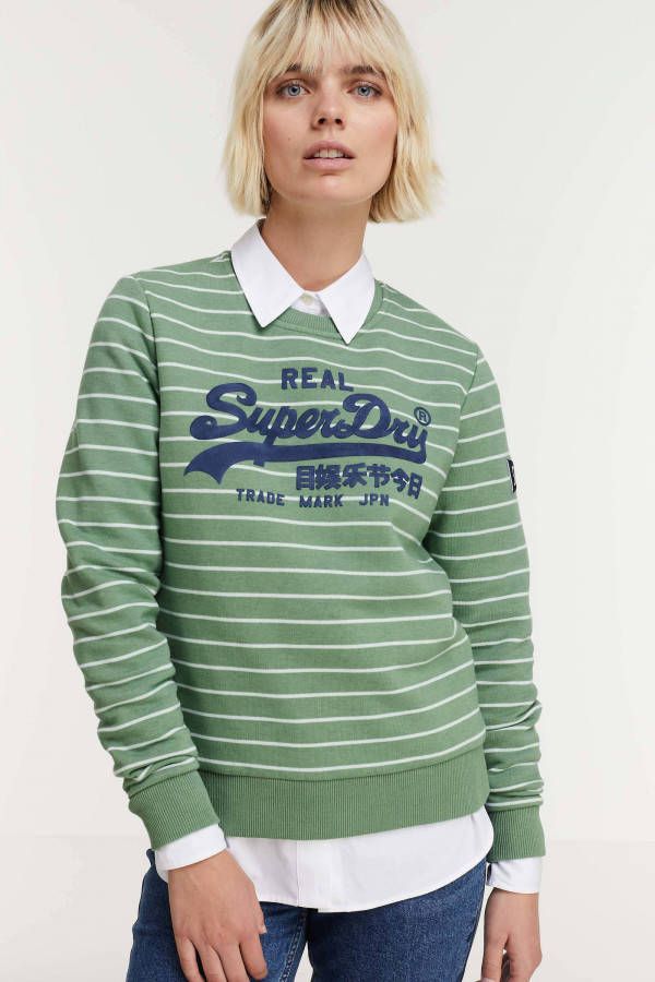 Superdry Sweatshirt Gestreept Source sweatshirt met ronde hals en vintage logo
