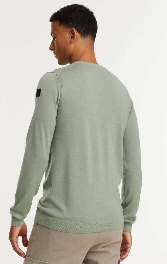 Vanguard gemêleerde fijngebreide trui van merinowol 6126 lichtgroen online kopen