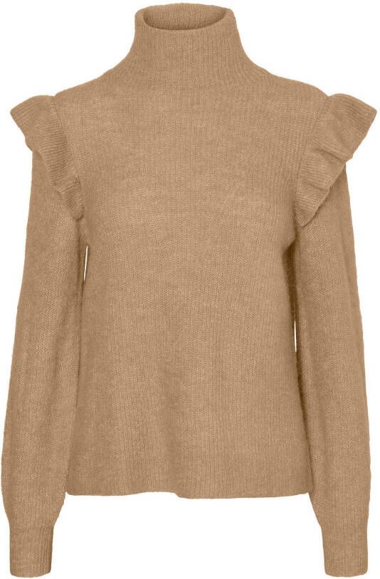 VERO MODA fijngebreide trui VMKAIA camel