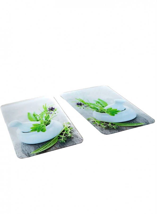 bpc living bonprix collection Fornuisafdekplaten met tuinkruiden (set van 2), multicolor