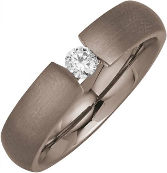 WENZ Damesring met 1 witte synth. zirkonia Zilverkleur