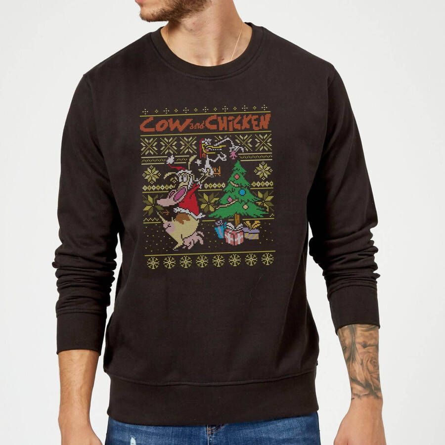 Cartoon Network Cow and Chicken Cow And Chicken Kerstmis Trui Zwart