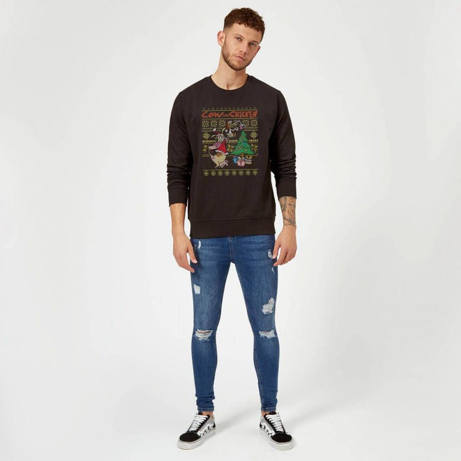Cartoon Network Cow and Chicken Cow And Chicken Kerstmis Trui Zwart