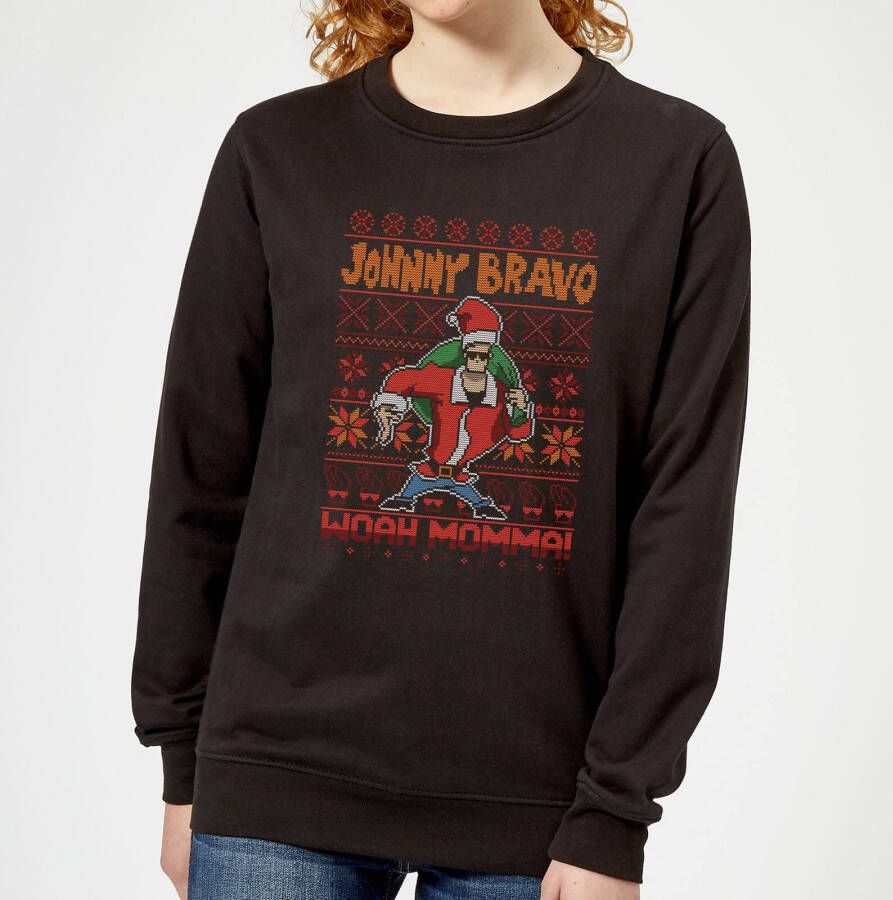 Cartoon Network Johnny Bravo Kerstmis Dames Trui Zwart