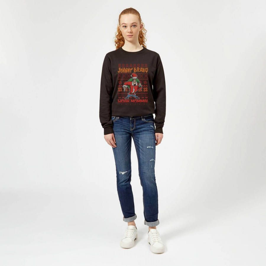 Cartoon Network Johnny Bravo Kerstmis Dames Trui Zwart 4XL Zwart