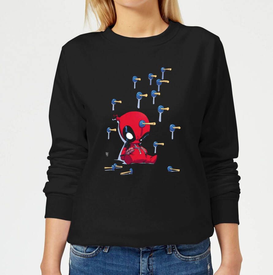 Marvel Deadpool Cartoon Knockout Dames Trui Zwart