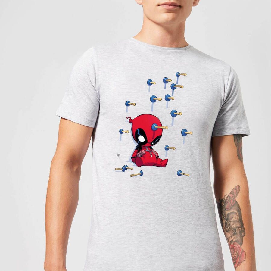 Marvel Deadpool Cartoon Knockout T Shirt Grijs