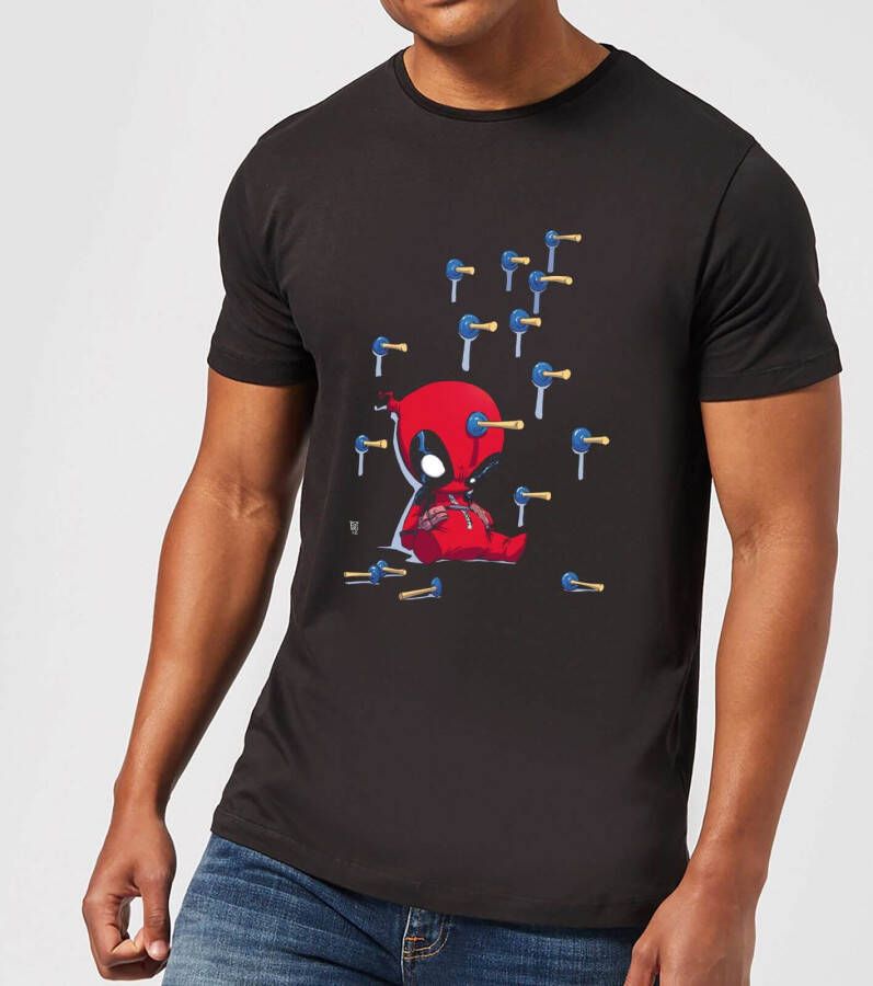 Marvel Deadpool Cartoon Knockout T Shirt Zwart