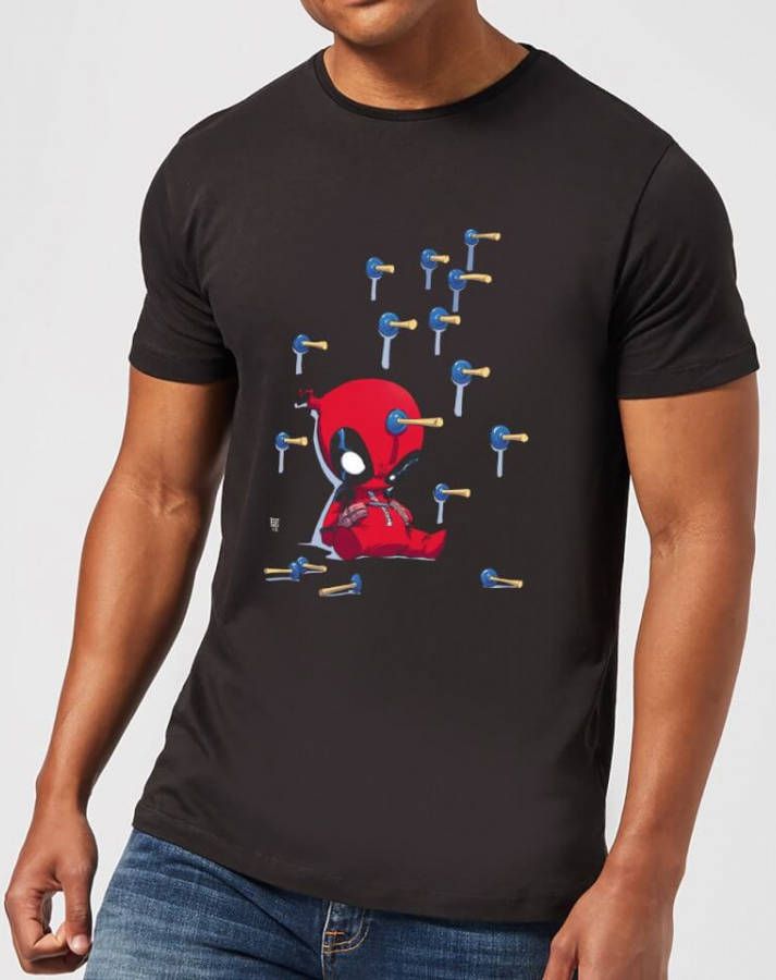 Marvel Deadpool Cartoon Knockout T-Shirt Zwart XXL